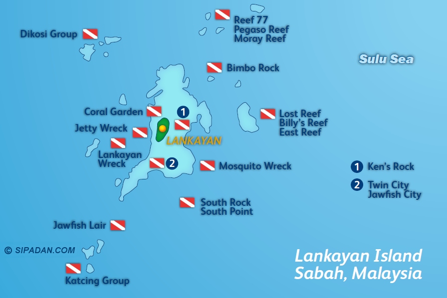 Lankayan Dive Site Map